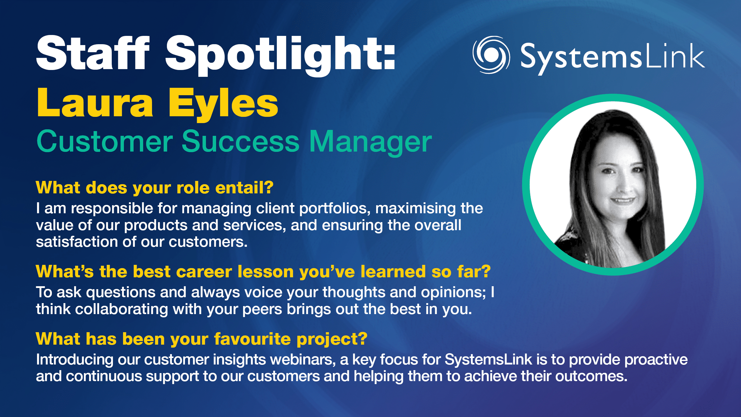 SystemsLink Staff Spotlight: Laura Eyles, Customer Success Manager