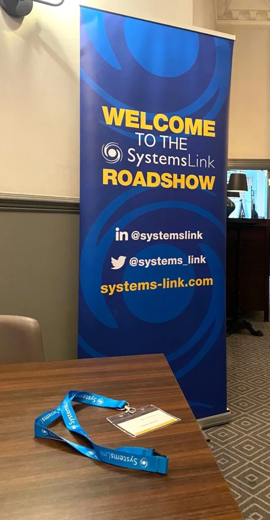 Welcome banner and lanyard