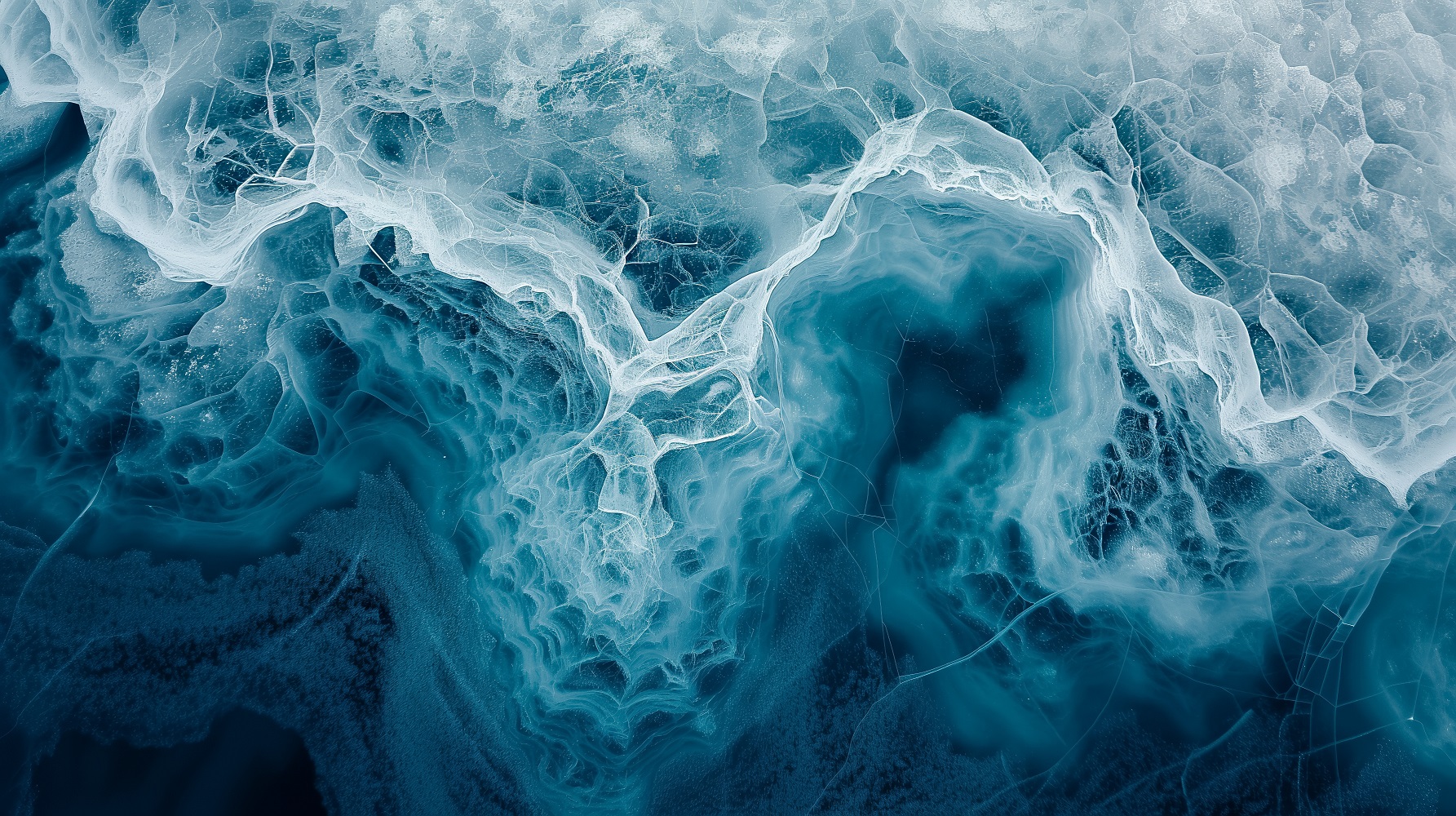 Aerial view of glacier patterns and textures