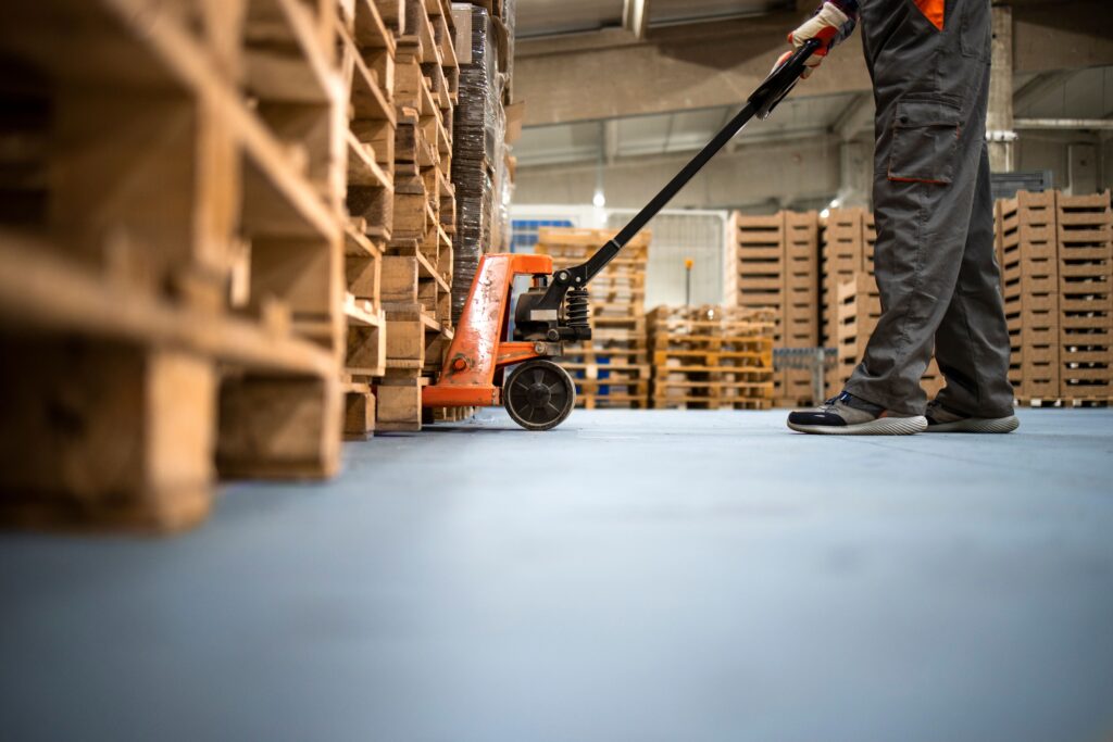 fork truck in a warehouse